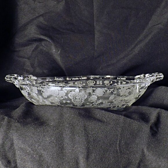 VTG Cambridge Glass Rose Point Etch 2 Part Relish Dish - Picture 2 of 10